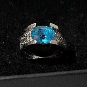 Sterling Silver and Blue Topaz Ring. Size 6.5